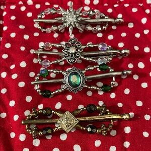 Elegant Silver and Gold Hair Clip Set